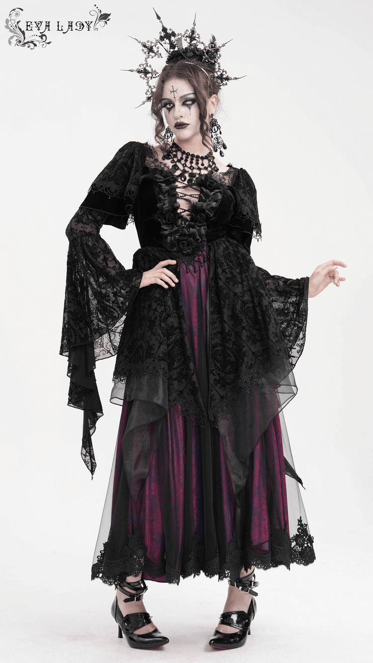 Unique Victorian Lace Dress with Ruffled Sleeves - image 12