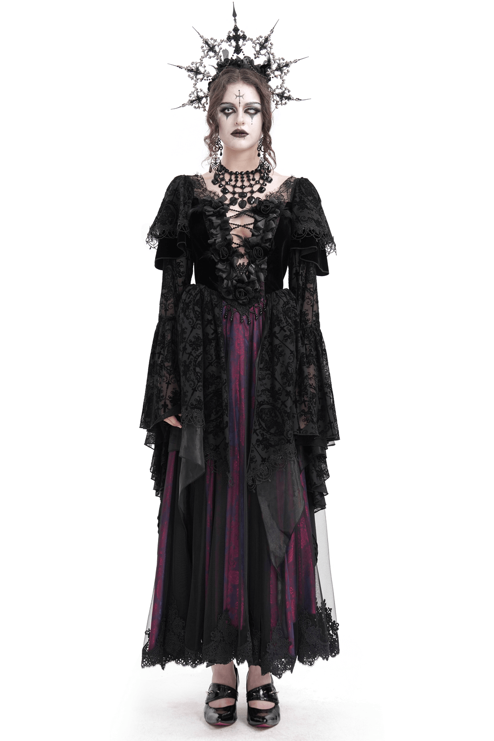 Unique Victorian Lace Dress with Ruffled Sleeves - image 1