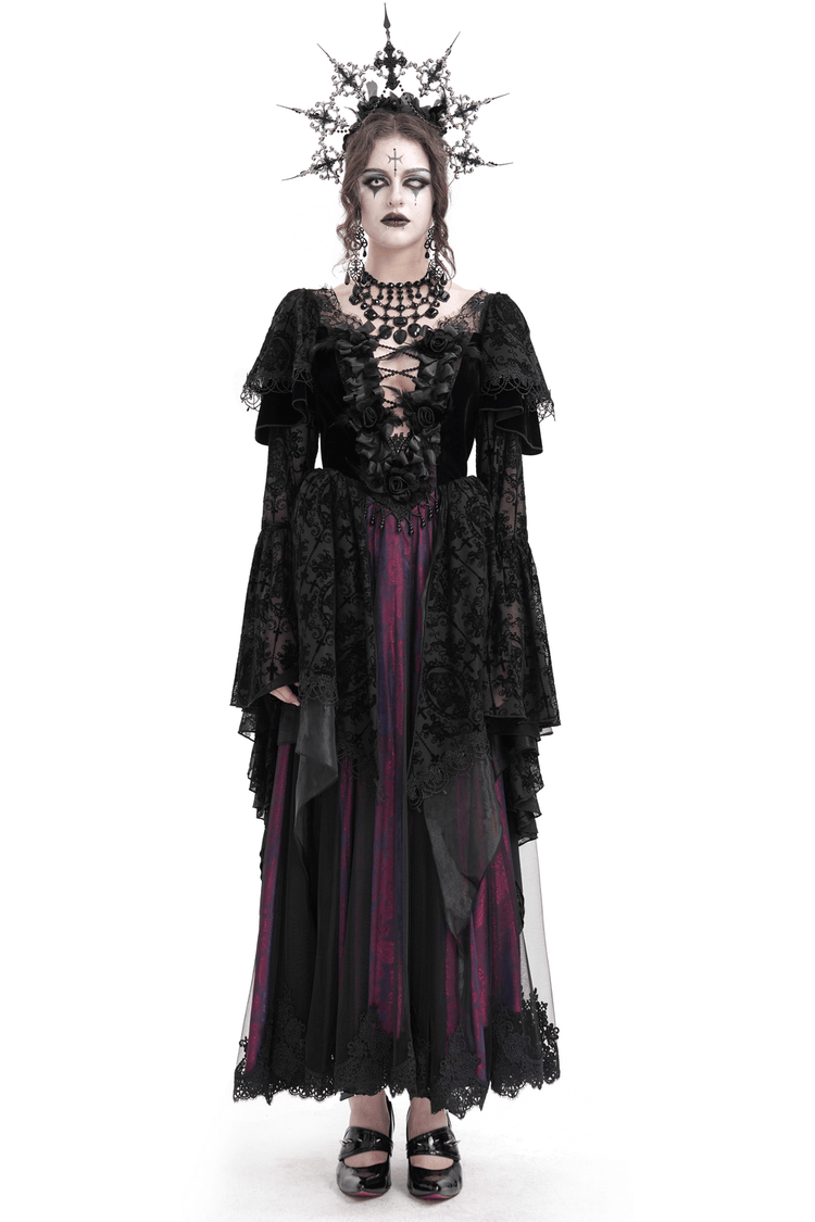 Unique Victorian Lace Dress with Ruffled Sleeves - image 1