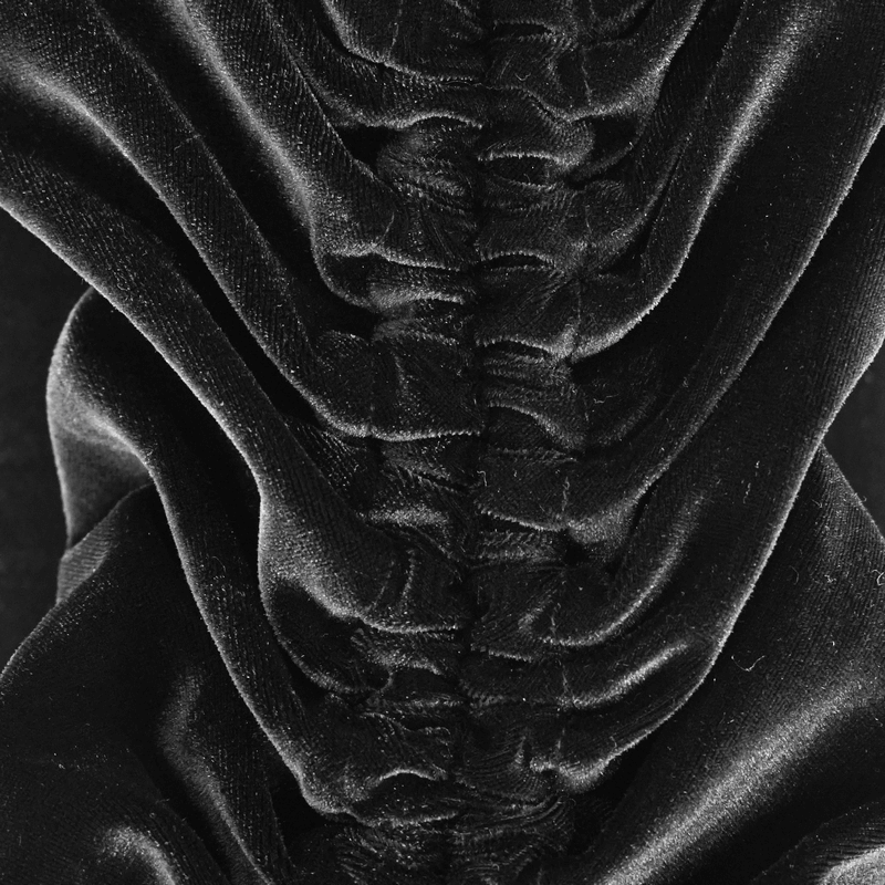 Velvet Black Dress with Filigree Patterns / Gothic Style Dress With Wide Adjustable Sleeves - image 12
