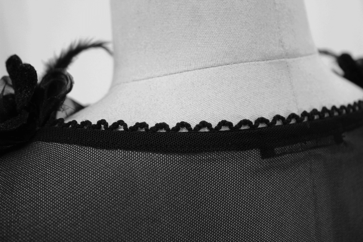 Velvet Black Dress with Filigree Patterns / Gothic Style Dress With Wide Adjustable Sleeves - image 7