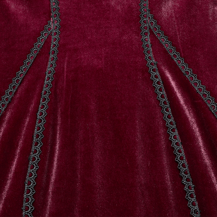 Velvet Dress with Lace Bell Sleeves and Rose Embroidery - image 10