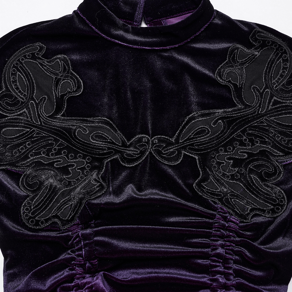 Velvet Gothic Gradient Dress with Adjustable Drawstring - image 8