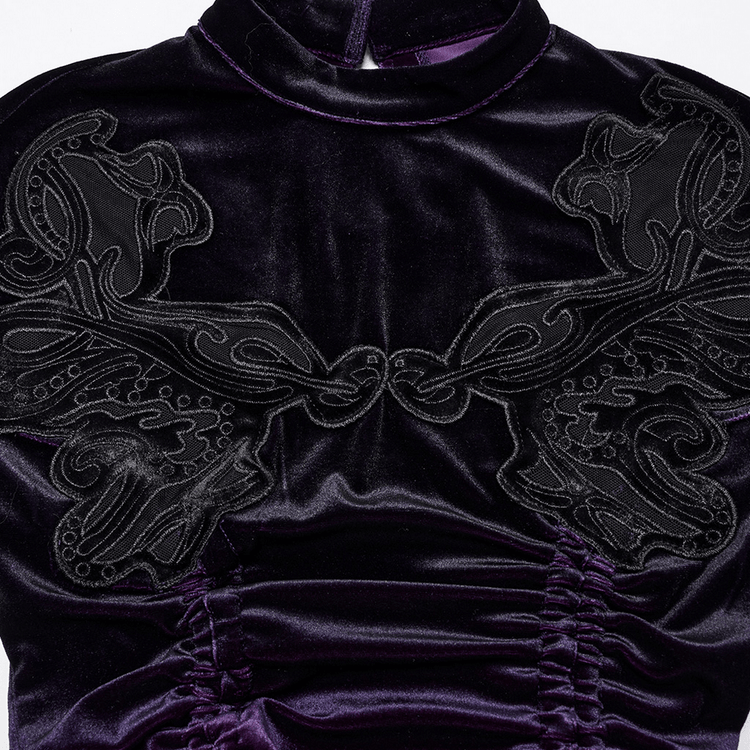 Velvet Gothic Gradient Dress with Adjustable Drawstring - image 8