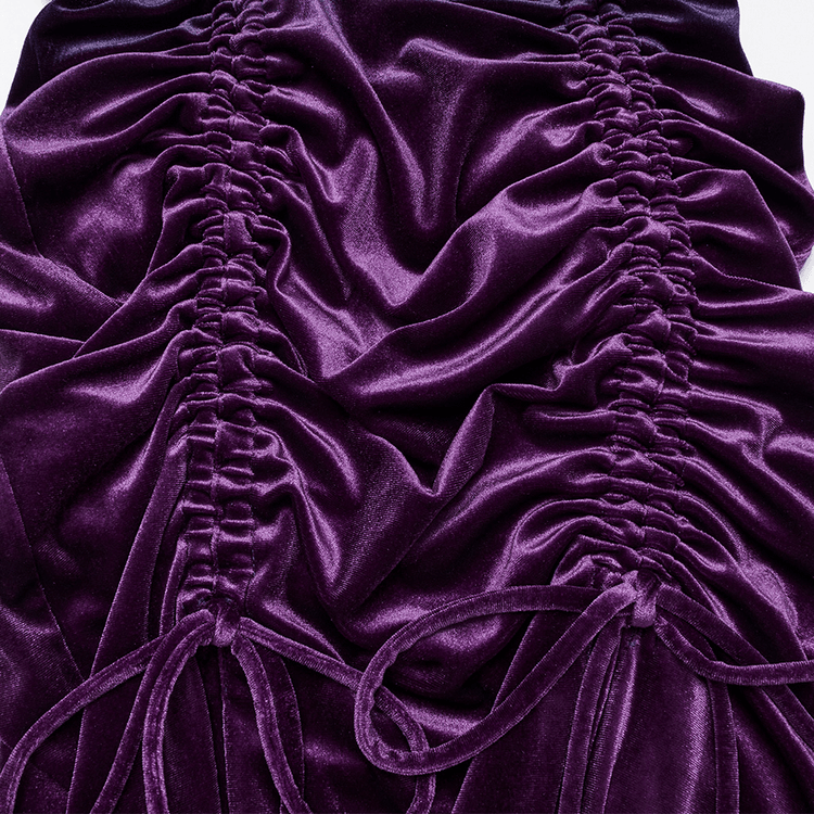 Velvet Gothic Gradient Dress with Adjustable Drawstring - image 10