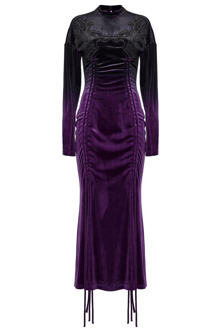 US SALE of Velvet Gothic Gradient Dress with Adjustable Drawstring - image 5