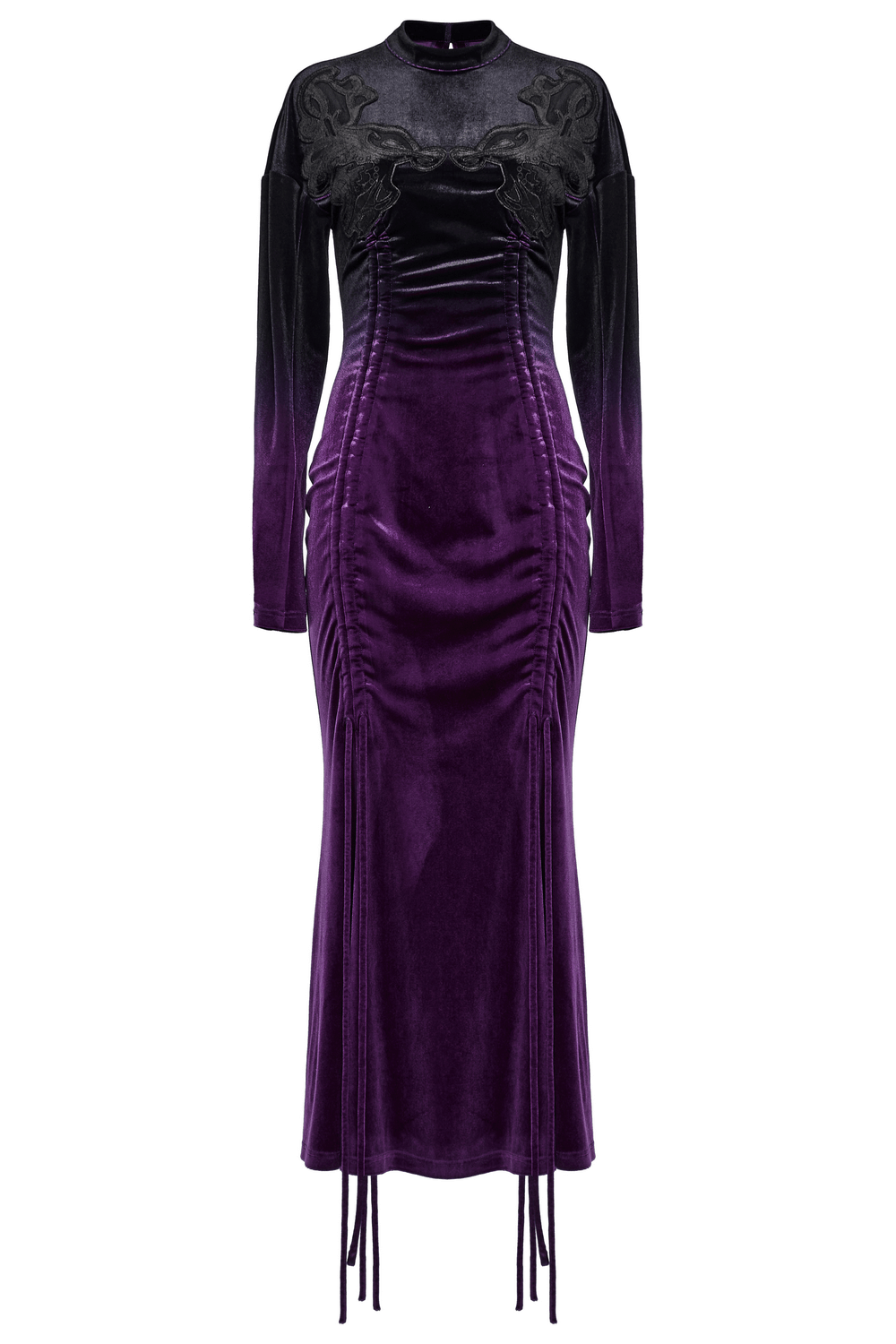 Velvet Gothic Gradient Dress with Adjustable Drawstring - image 4