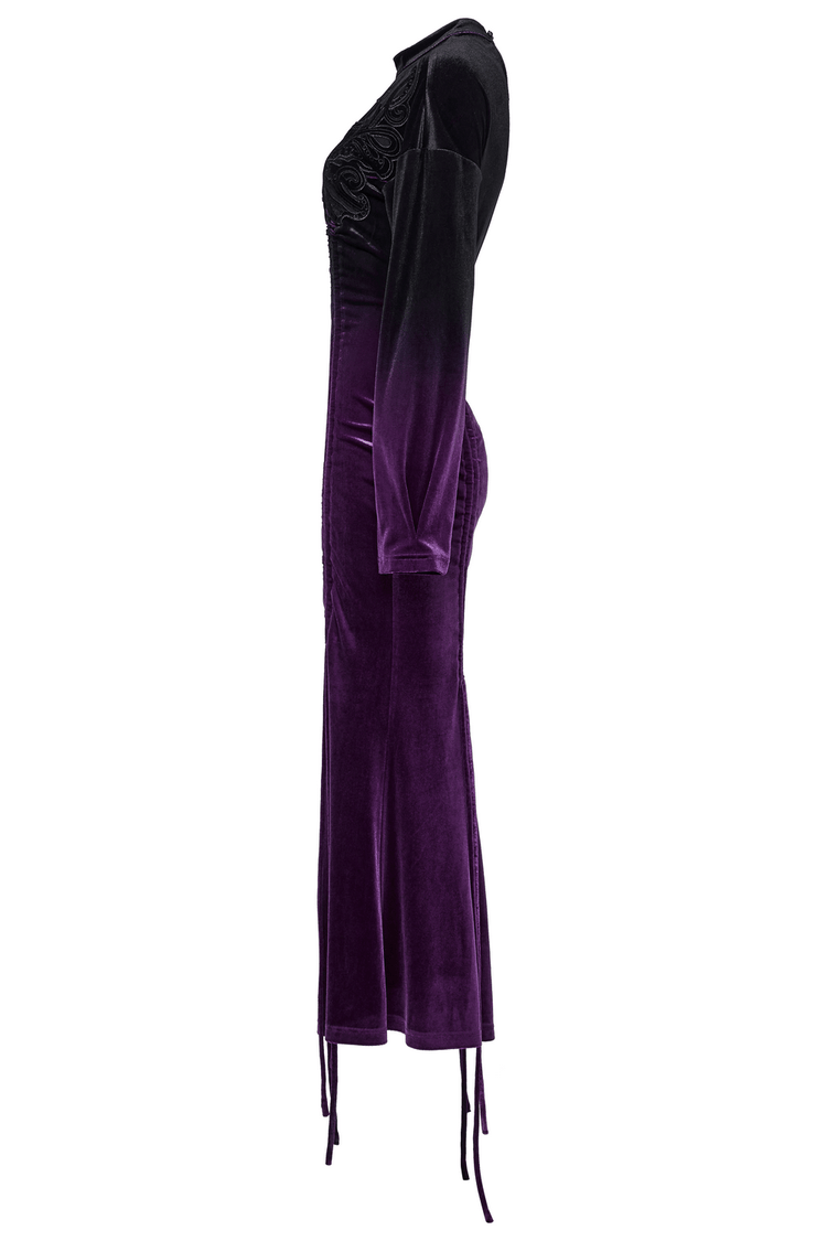 US SALE of Velvet Gothic Gradient Dress with Adjustable Drawstring - image 6