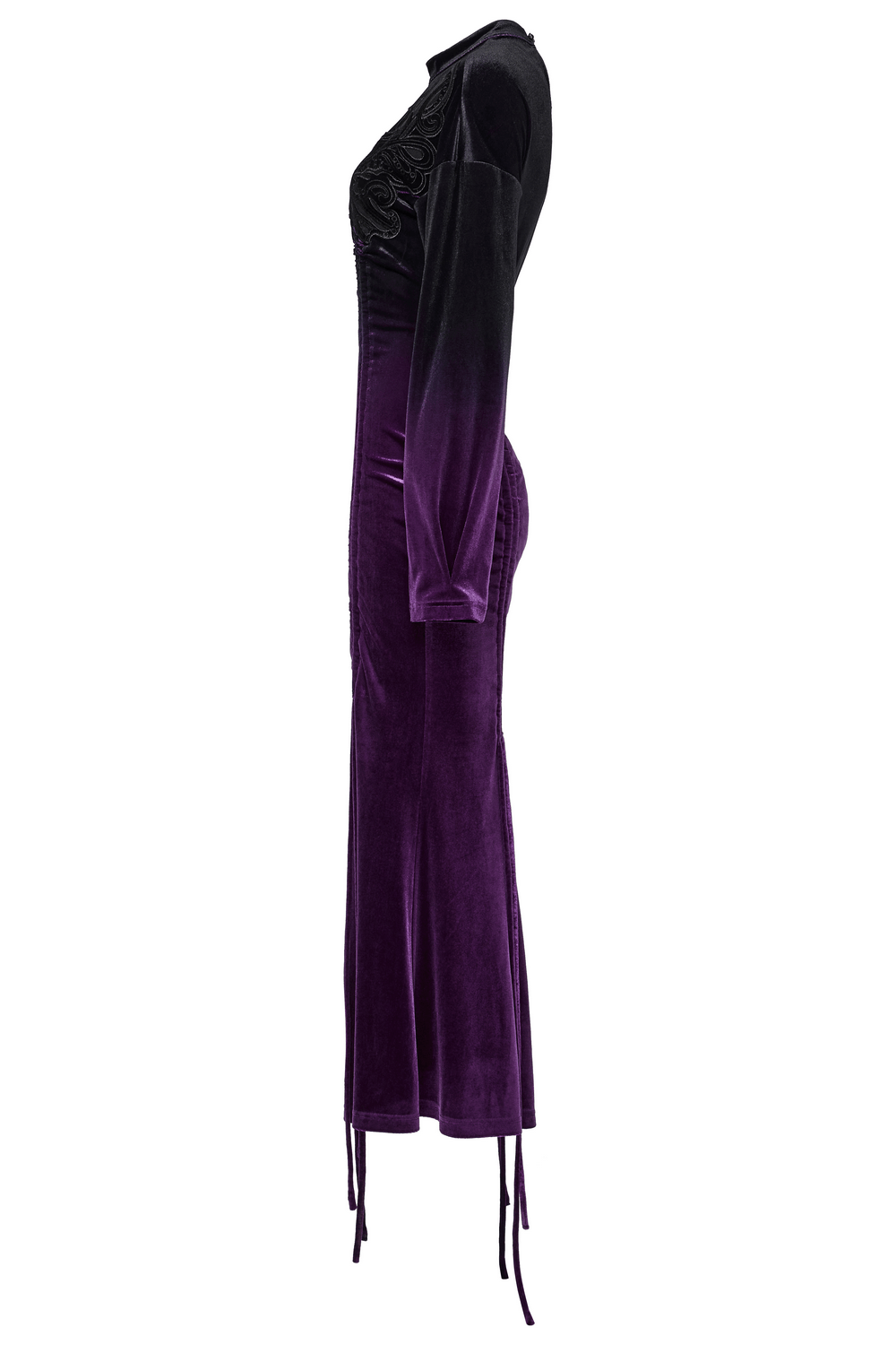 Velvet Gothic Gradient Dress with Adjustable Drawstring - image 5