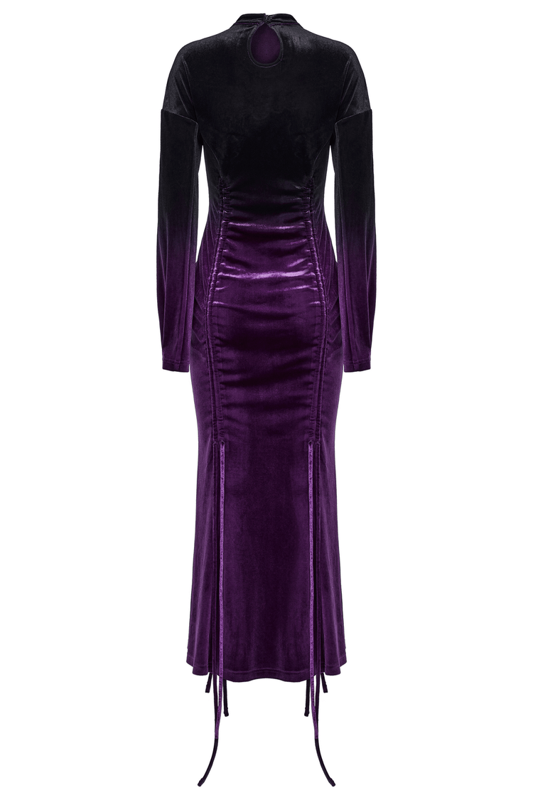 Velvet Gothic Gradient Dress with Adjustable Drawstring - image 6