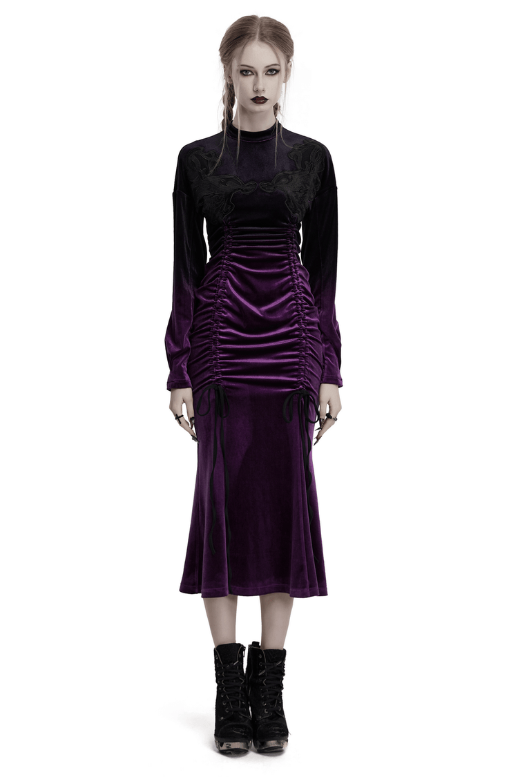 US SALE of Velvet Gothic Gradient Dress with Adjustable Drawstring - image 1