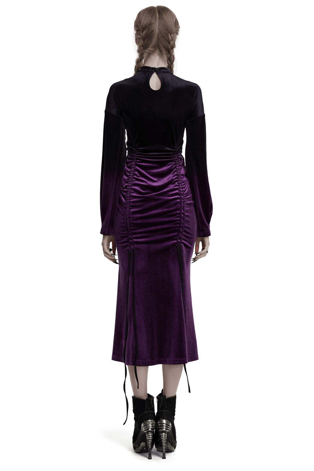 US SALE of Velvet Gothic Gradient Dress with Adjustable Drawstring - image 2