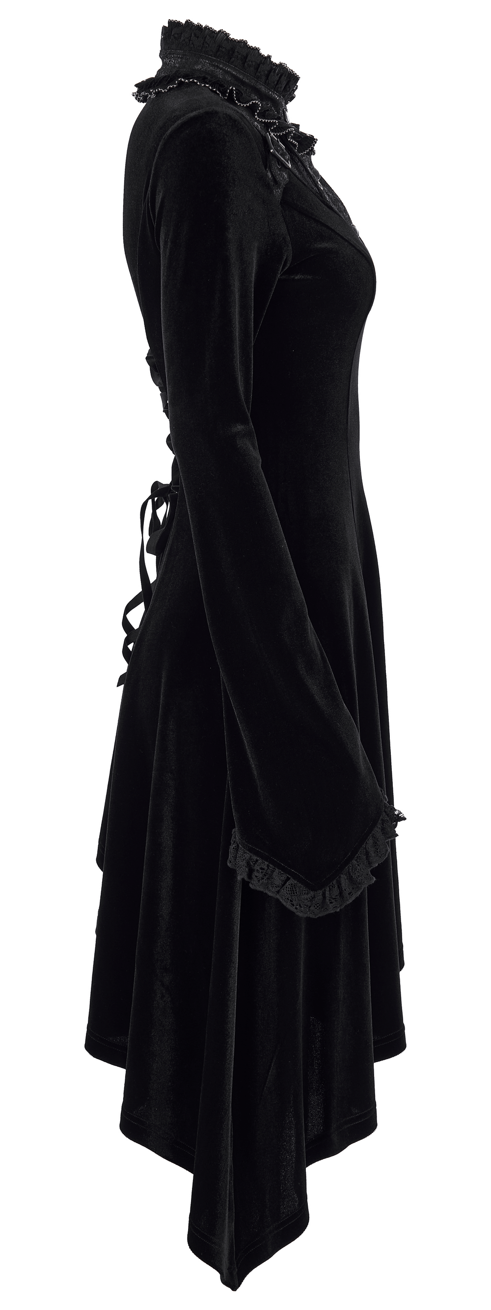 Velvet Gothic Lace-Trim Asymmetrical Dress - image 5