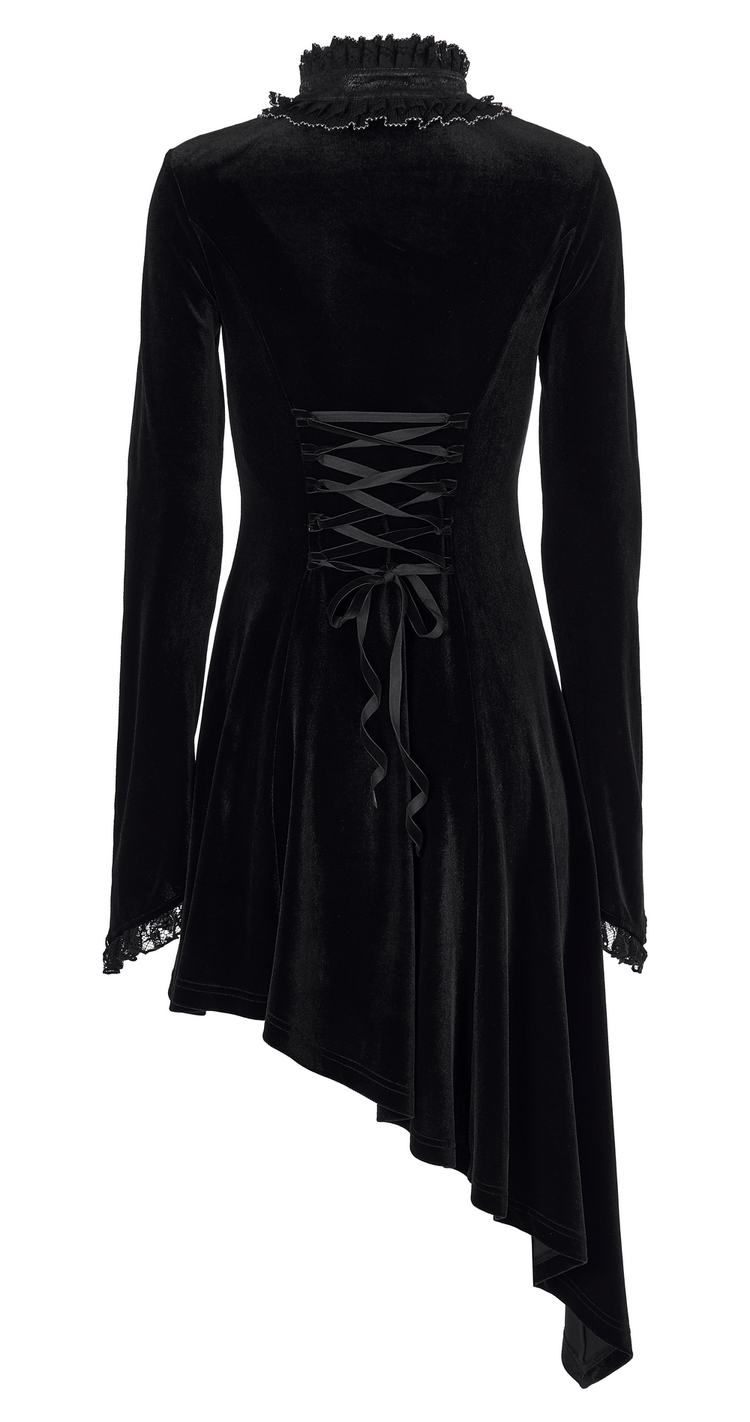 Velvet Gothic Lace-Trim Asymmetrical Dress - image 6
