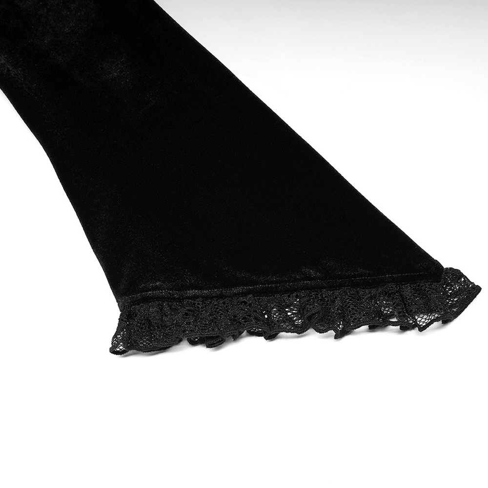 Velvet Gothic Lace-Trim Asymmetrical Dress - image 8