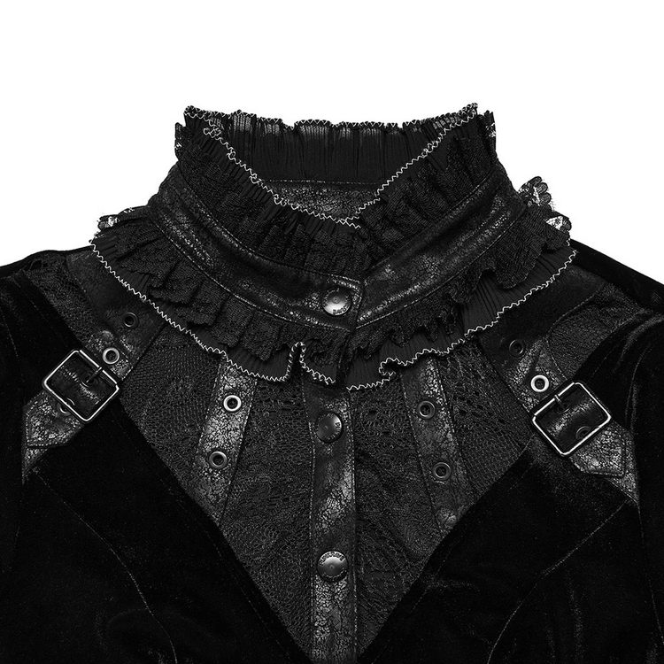 Velvet Gothic Lace-Trim Asymmetrical Dress - image 7