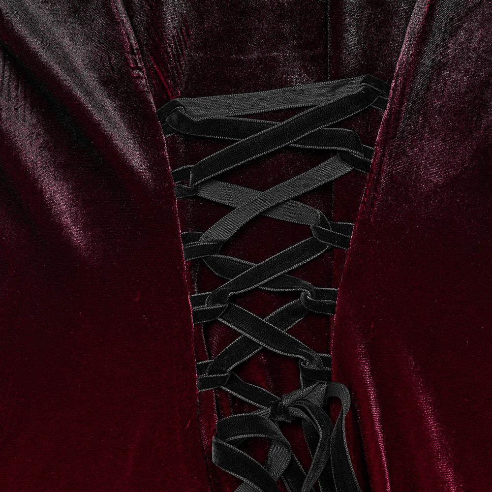 Velvet Gradient Gothic Dress with Lace and Flared Sleeves - image 8