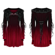 Velvet Gradient Gothic Dress with Lace and Flared Sleeves - image 3