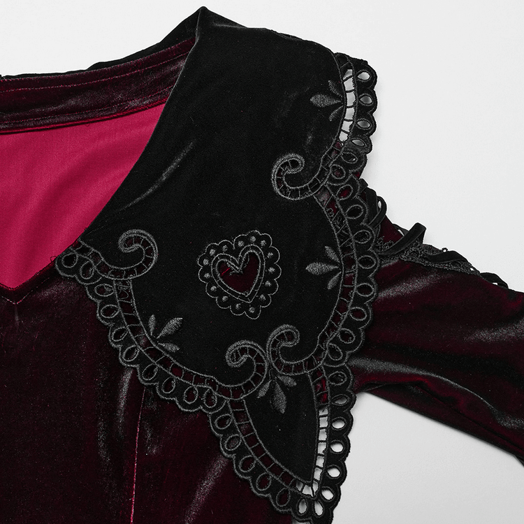 Velvet Gradient Gothic Dress with Lace and Flared Sleeves - image 7