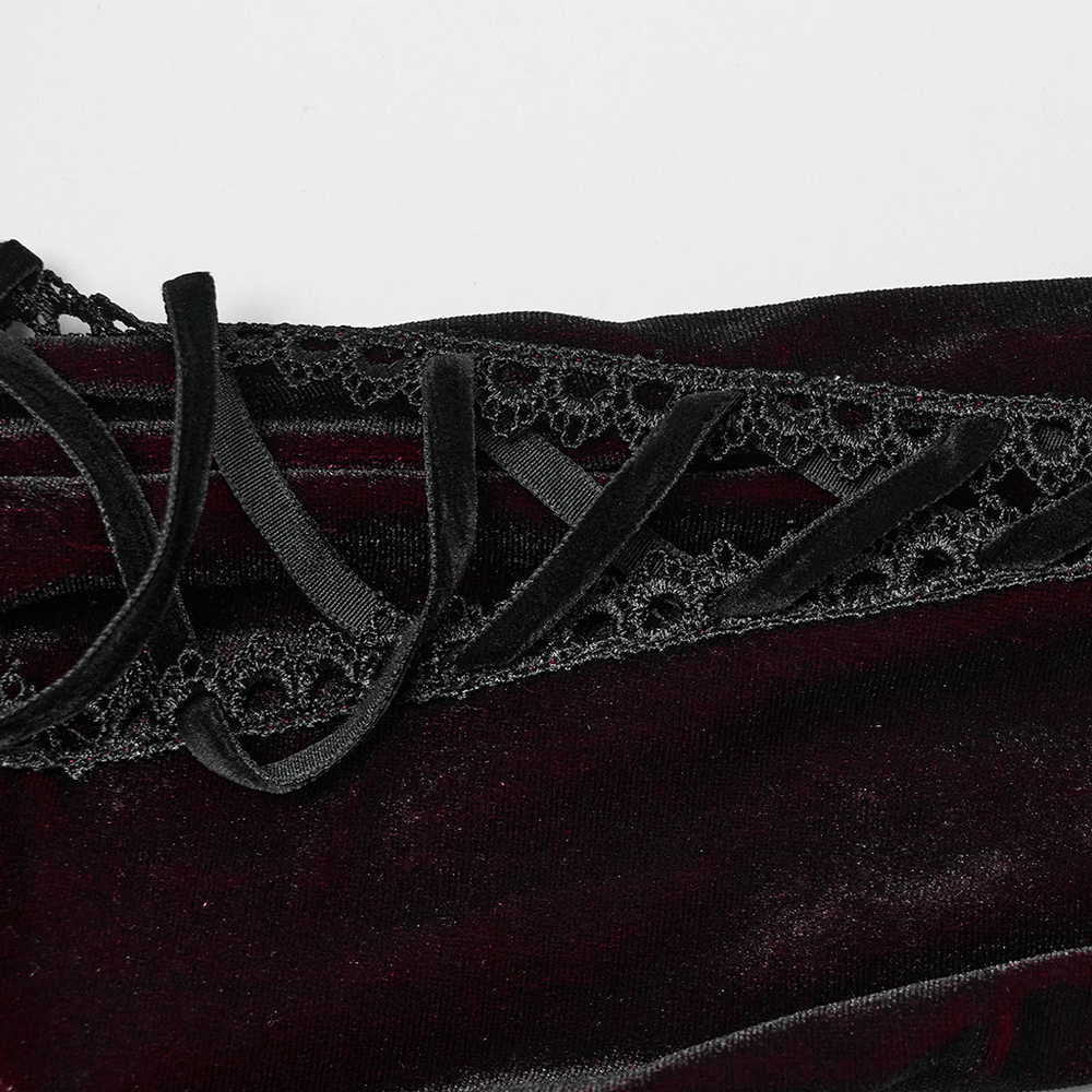 Velvet Gradient Gothic Dress with Lace and Flared Sleeves - image 10