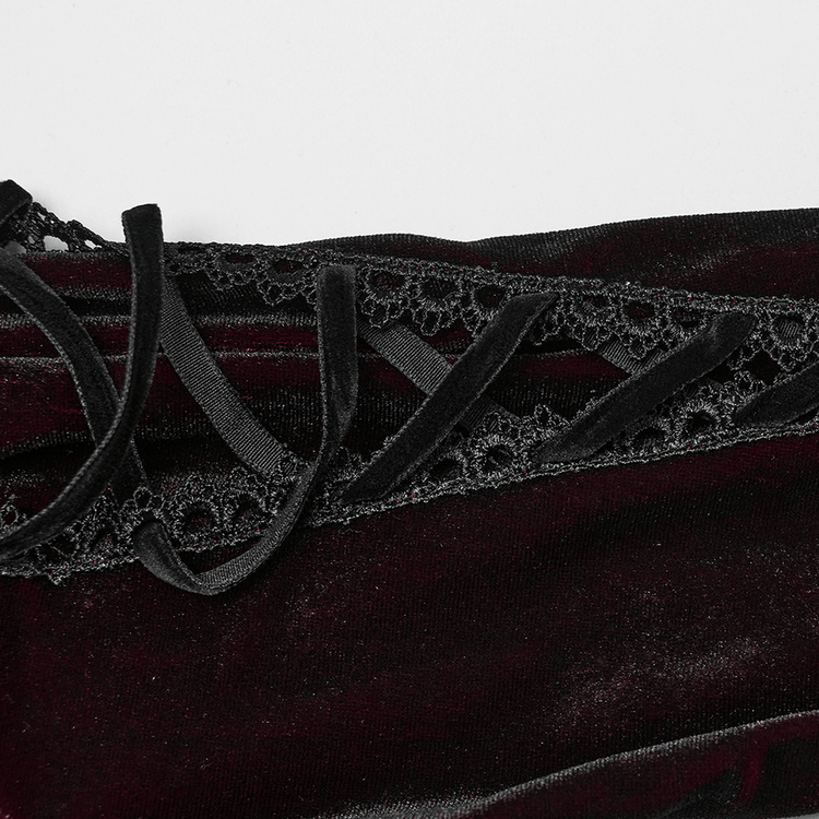 Velvet Gradient Gothic Dress with Lace and Flared Sleeves - image 10
