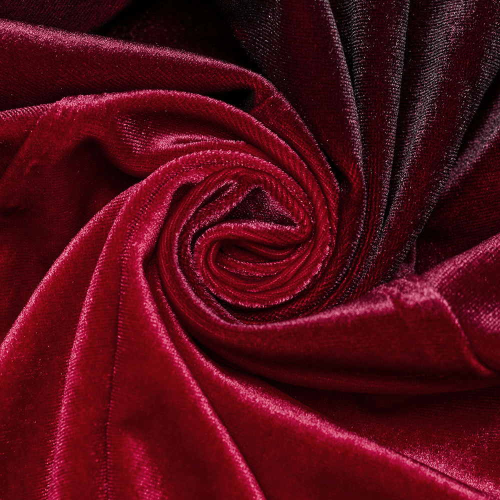 Velvet Gradient Gothic Dress with Lace and Flared Sleeves - image 12