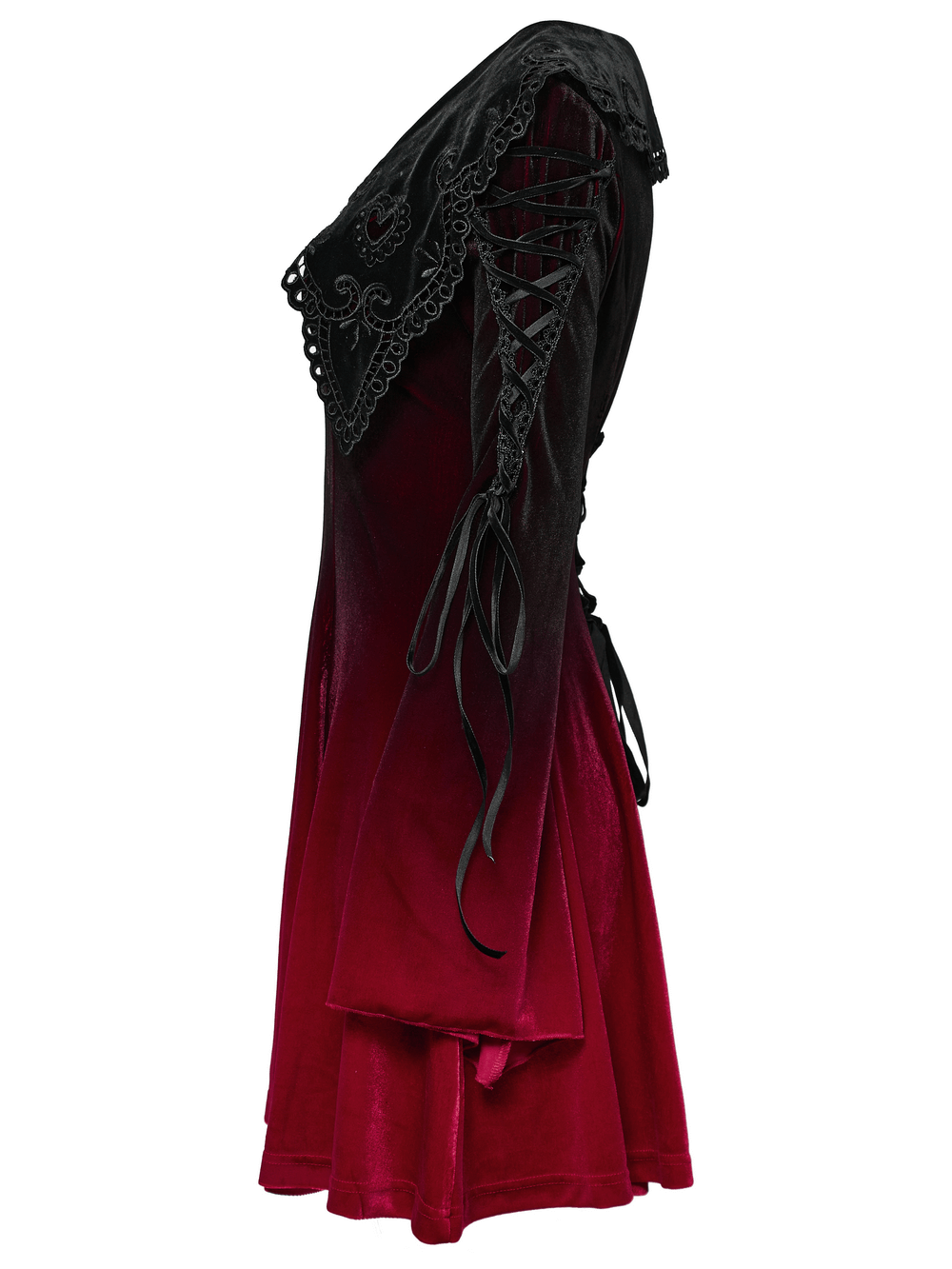 Velvet Gradient Gothic Dress with Lace and Flared Sleeves - image 5