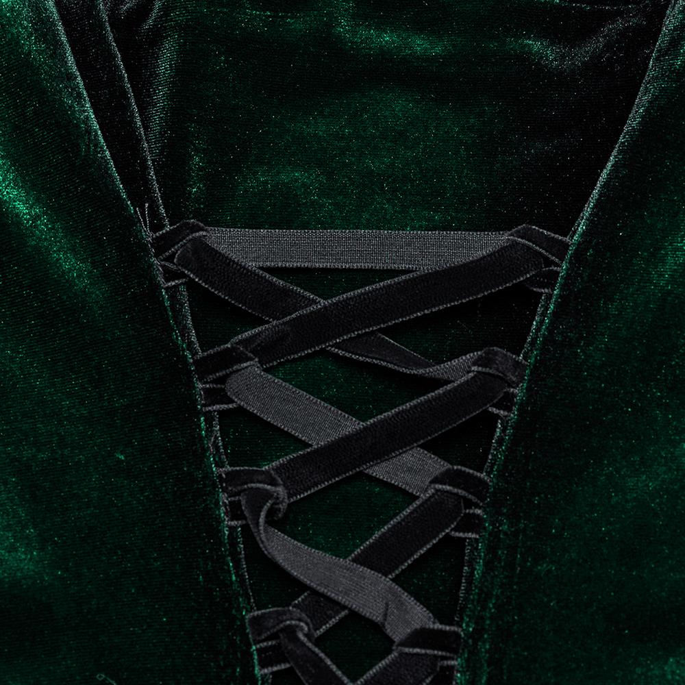Velvet Gradient Printed Dress with Lace and Ruffle Details - image 8