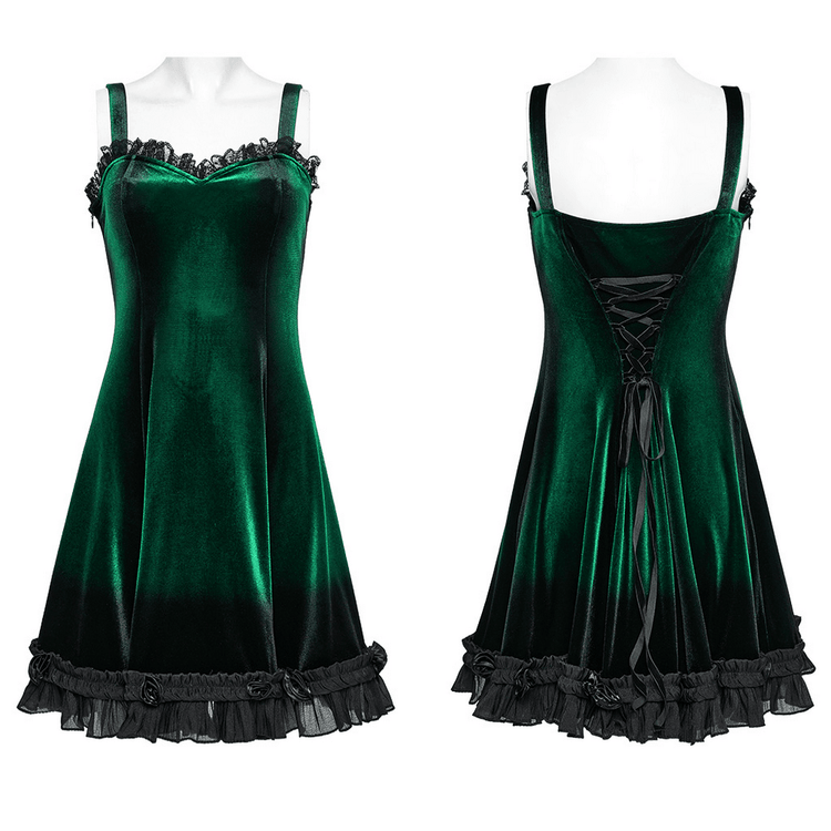 Velvet Gradient Printed Dress with Lace and Ruffle Details - image 3