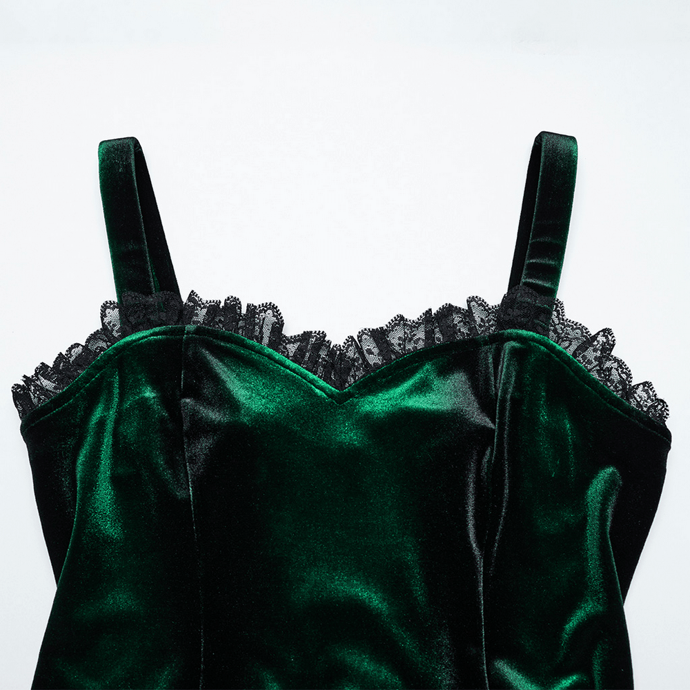 Velvet Gradient Printed Dress with Lace and Ruffle Details - image 7