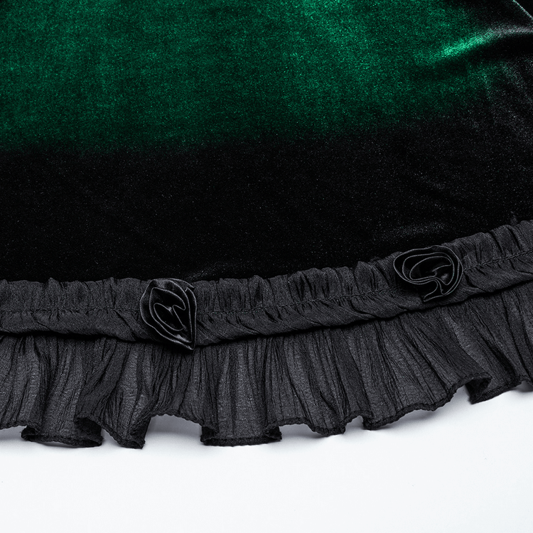 Velvet Gradient Printed Dress with Lace and Ruffle Details - image 9