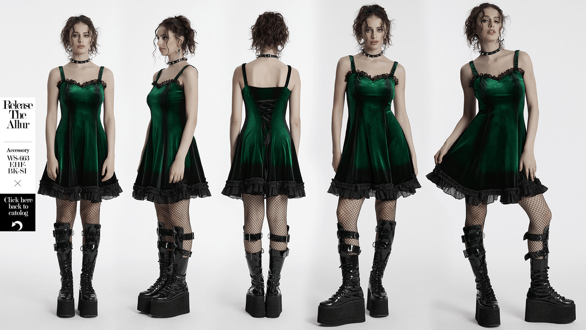 Velvet Gradient Printed Dress with Lace and Ruffle Details - image 16