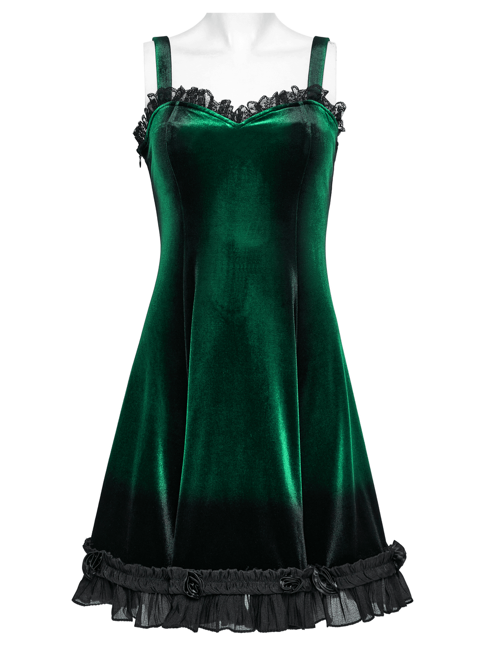 Velvet Gradient Printed Dress with Lace and Ruffle Details - image 4