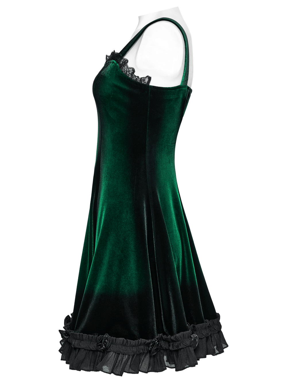 Velvet Gradient Printed Dress with Lace and Ruffle Details - image 5
