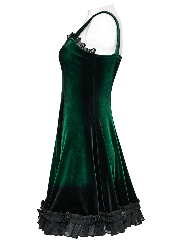 Velvet Gradient Printed Dress with Lace and Ruffle Details - image 5