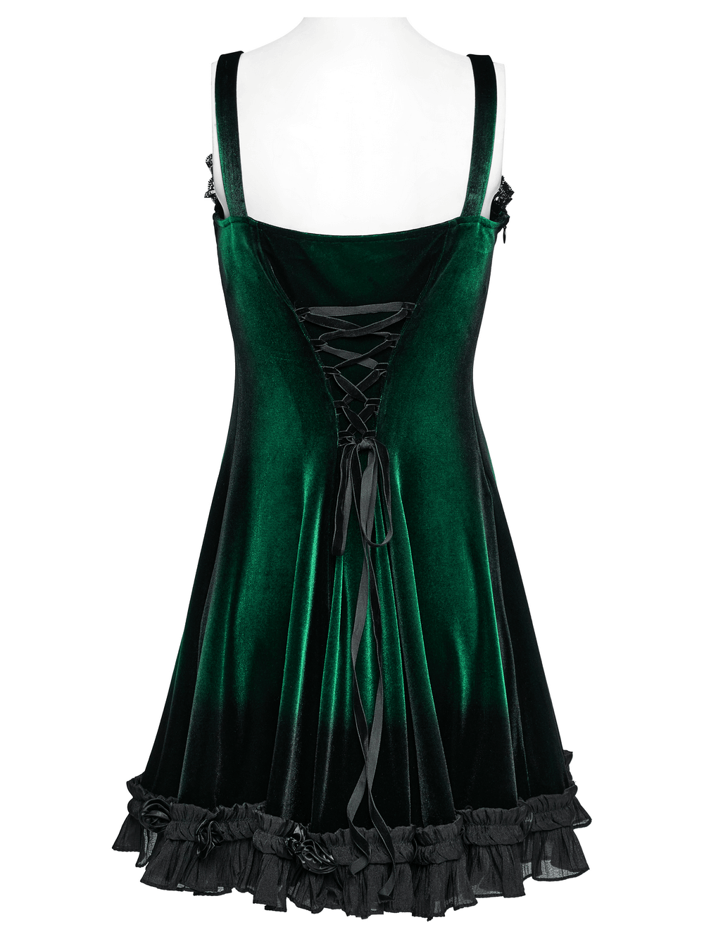 Velvet Gradient Printed Dress with Lace and Ruffle Details - image 6