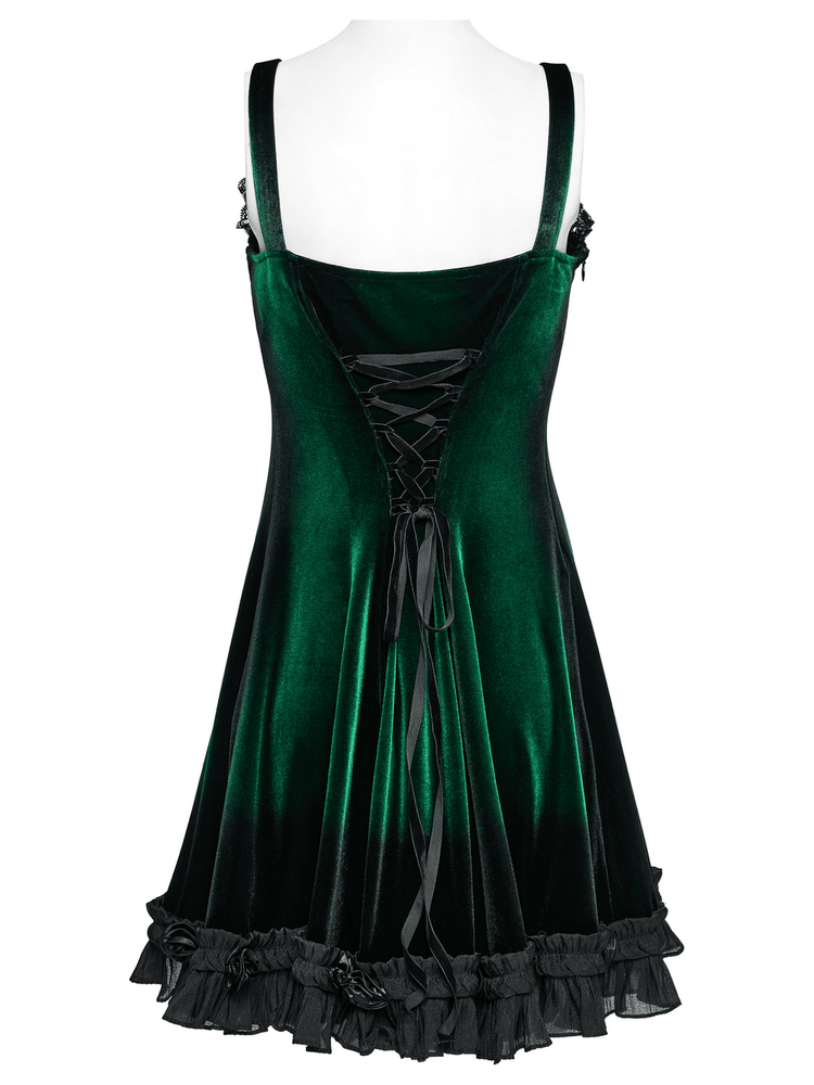 Velvet Gradient Printed Dress with Lace and Ruffle Details - image 6
