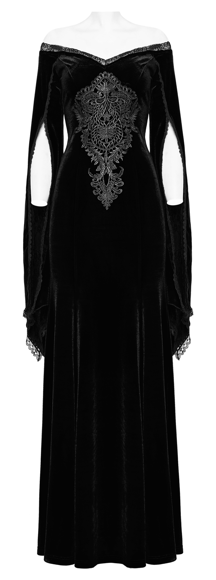 Velvet Lace Goth Dress with Decal and Split Sleeves - image 4