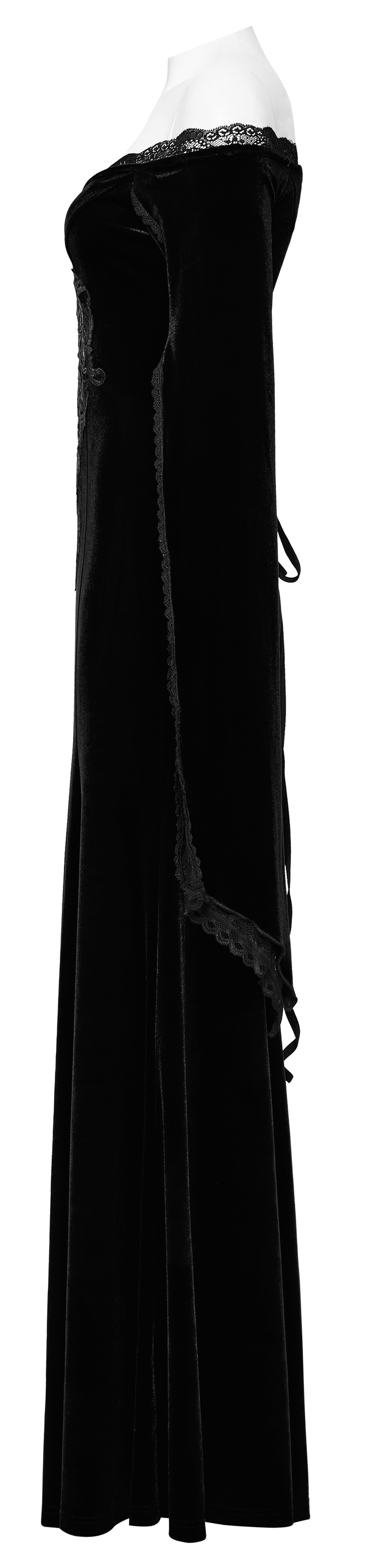 Velvet Lace Goth Dress with Decal and Split Sleeves - image 5