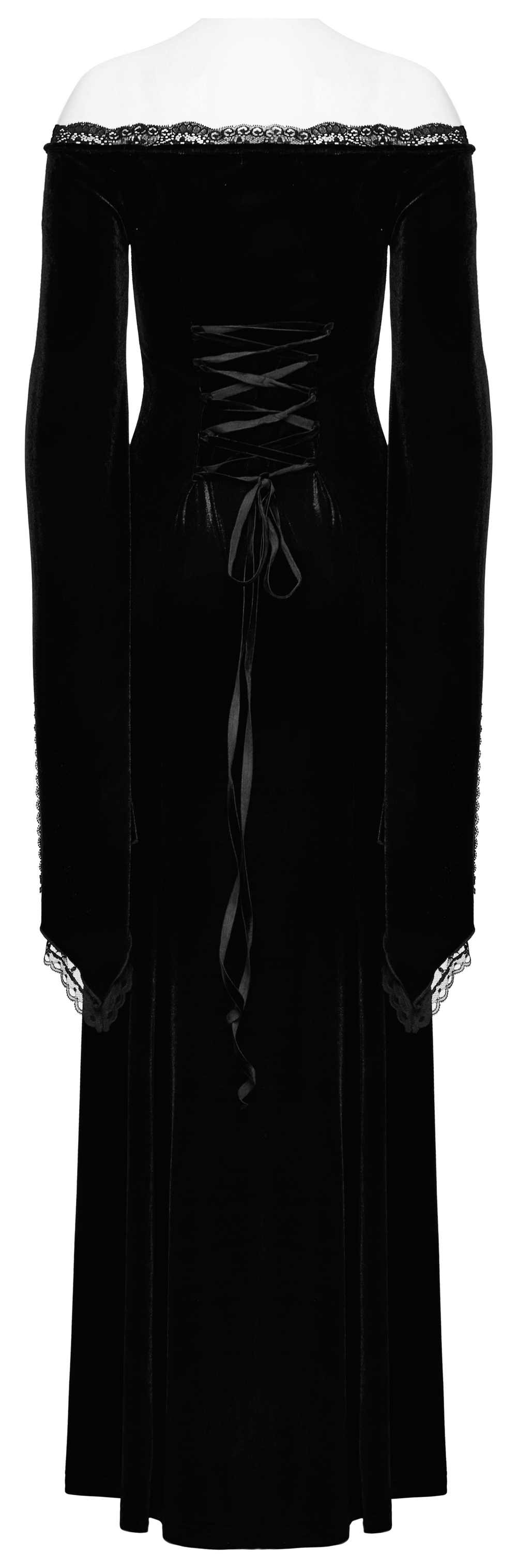 Velvet Lace Goth Dress with Decal and Split Sleeves - image 6