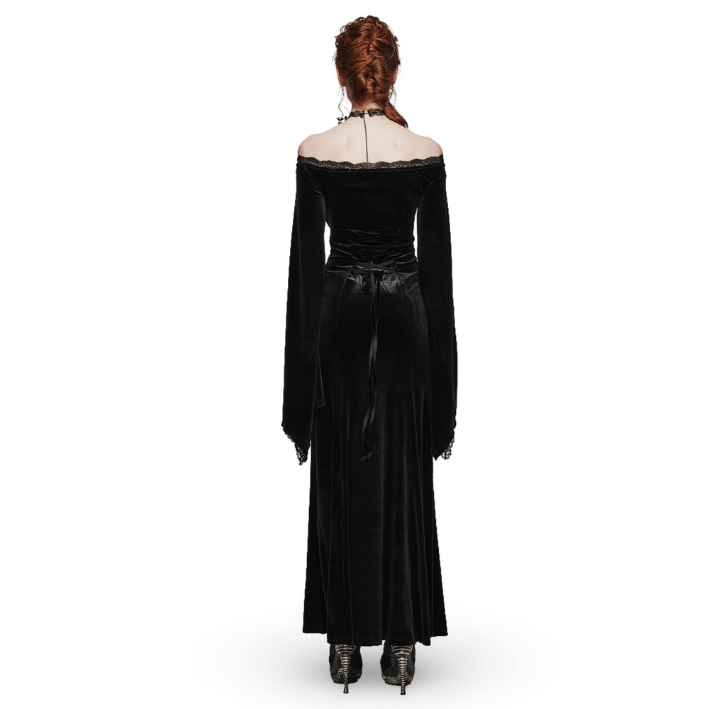 Velvet Lace Goth Dress with Decal and Split Sleeves - image 2