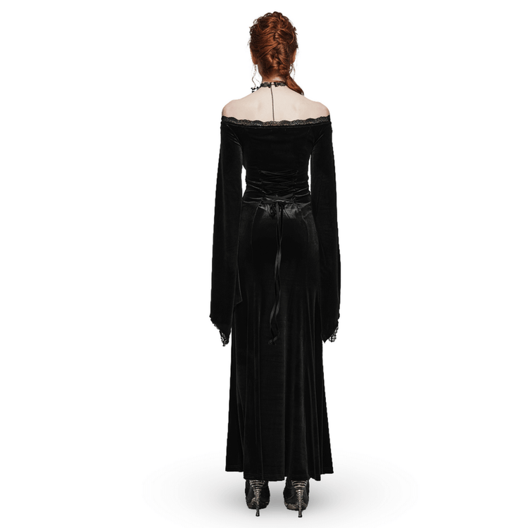 Velvet Lace Goth Dress with Decal and Split Sleeves - image 2