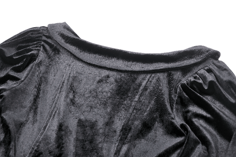 Velvet Lace-Up Gothic Dress with Mesh Panel Details - image 9