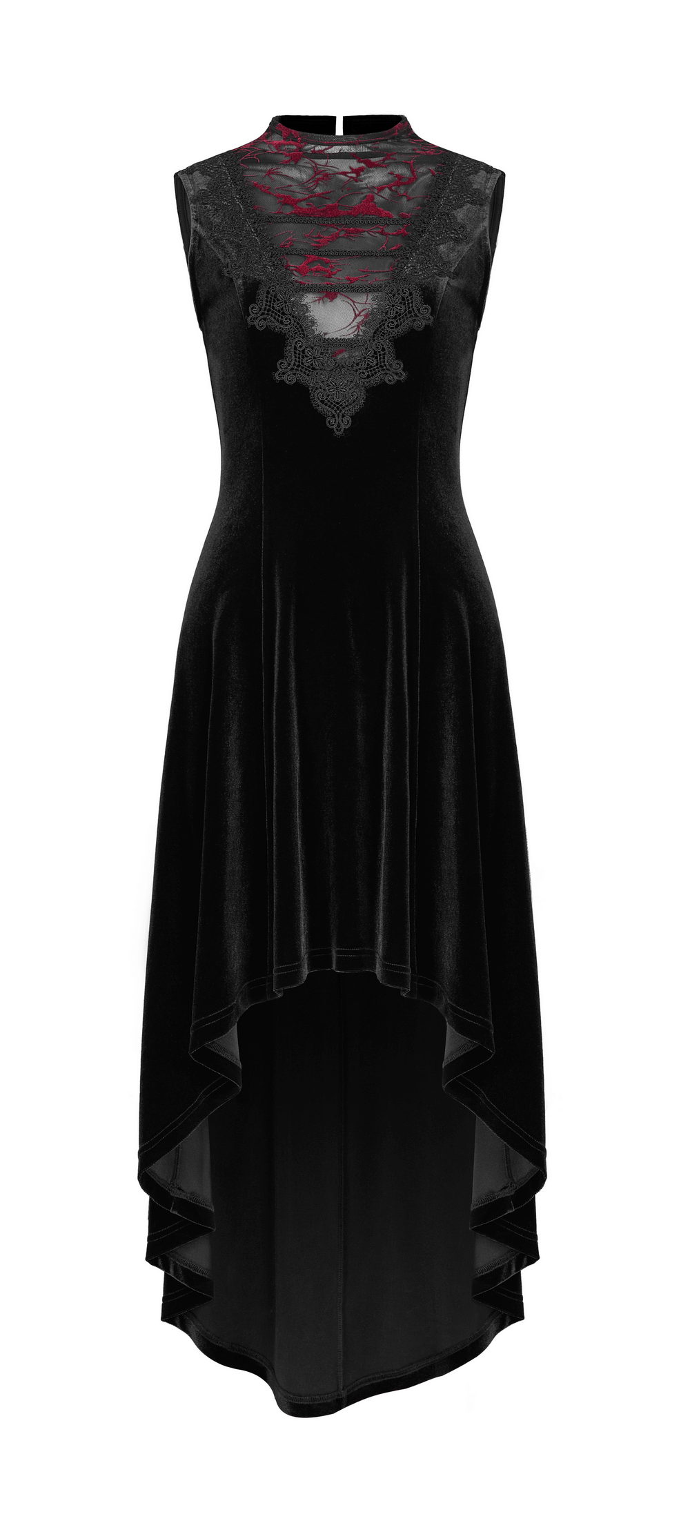 Velvet Mesh Gothic Sleeveless Irregular Hem High-Low Dress - image 4