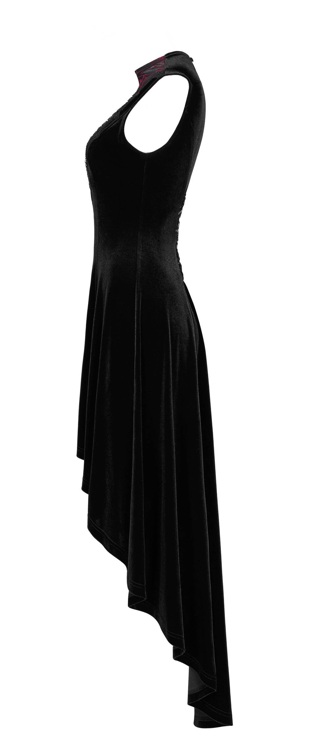 Velvet Mesh Gothic Sleeveless Irregular Hem High-Low Dress - image 5