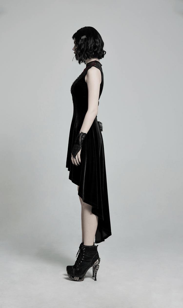 Velvet Mesh Gothic Sleeveless Irregular Hem High-Low Dress - image 11