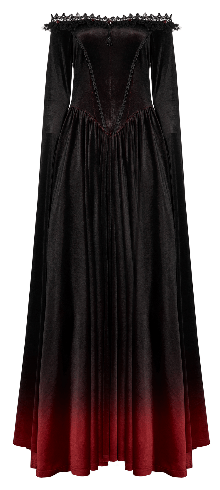 Velvet Off-Shoulder Red Gradient Medieval Dress - image 4