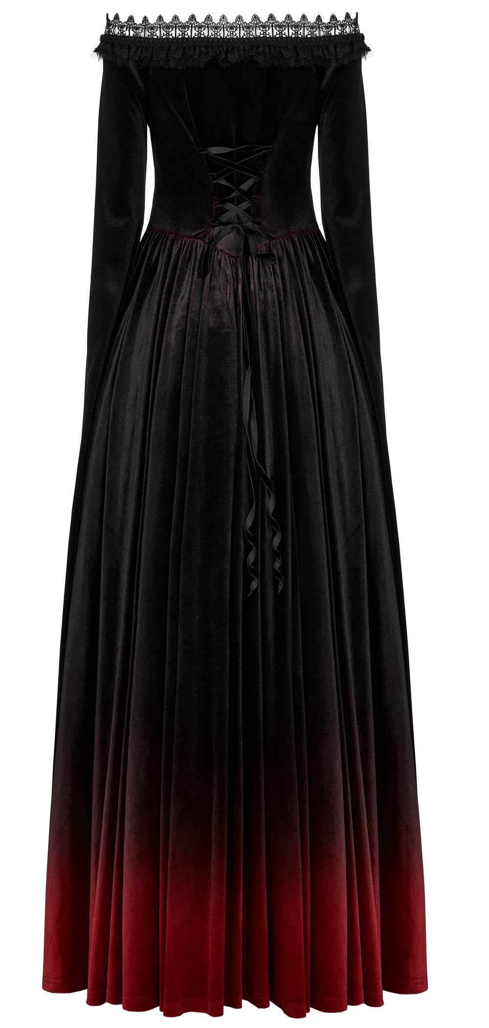Velvet Off-Shoulder Red Gradient Medieval Dress - image 6