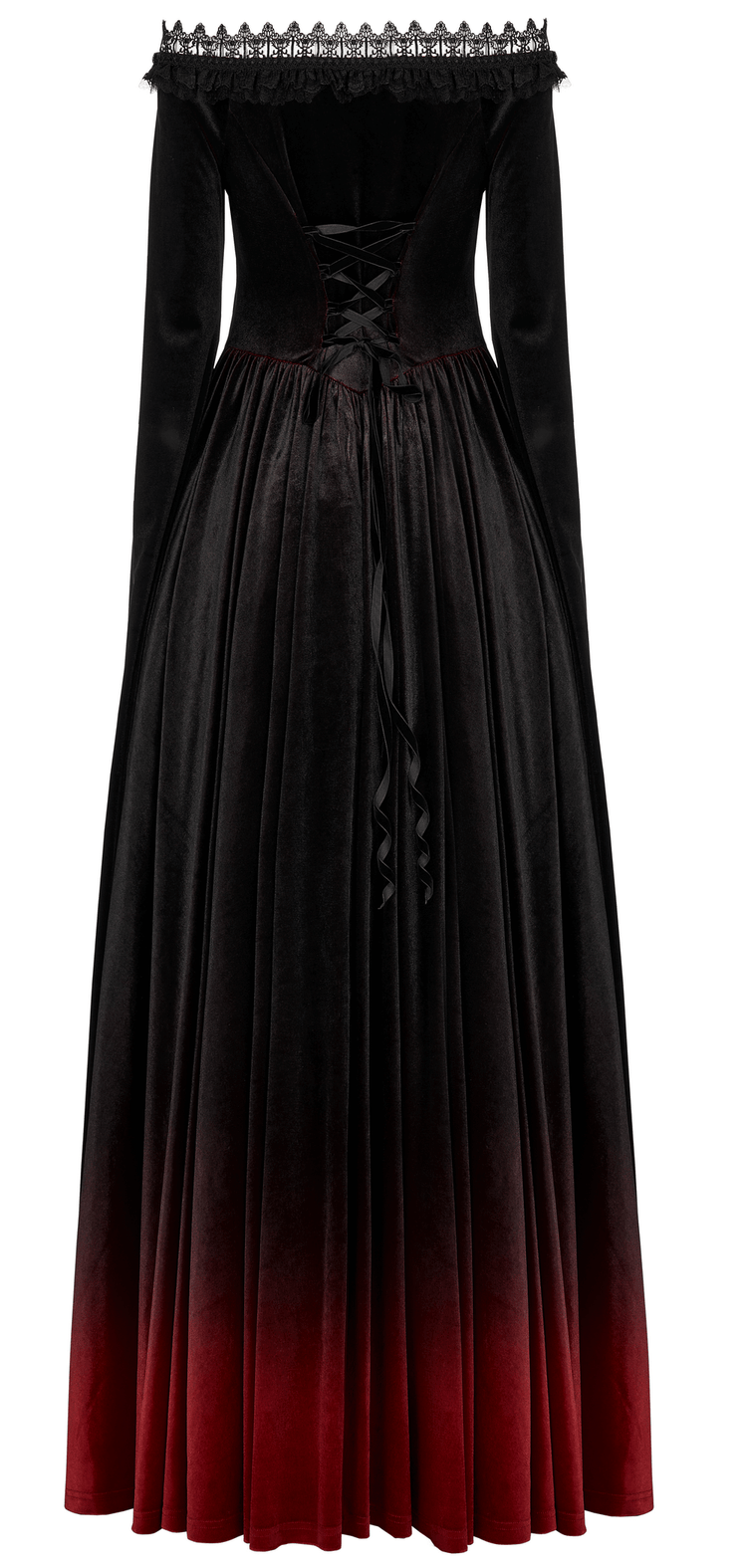 Velvet Off-Shoulder Red Gradient Medieval Dress - image 6