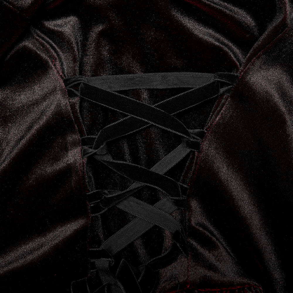 Velvet Off-Shoulder Red Gradient Medieval Dress - image 8